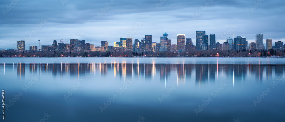 Fototapeta premium Serene City Twilight Panoramic View