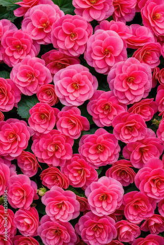 Pattern of beautiful natural red and pink begonia flowers texture full blooming in flower garden for background and wallpaper