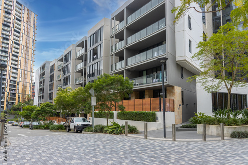 Obraz na płótnie Residential and commercial Apartment building in inner Sydney suburb of Wentworth Point NSW Australia w salonie
