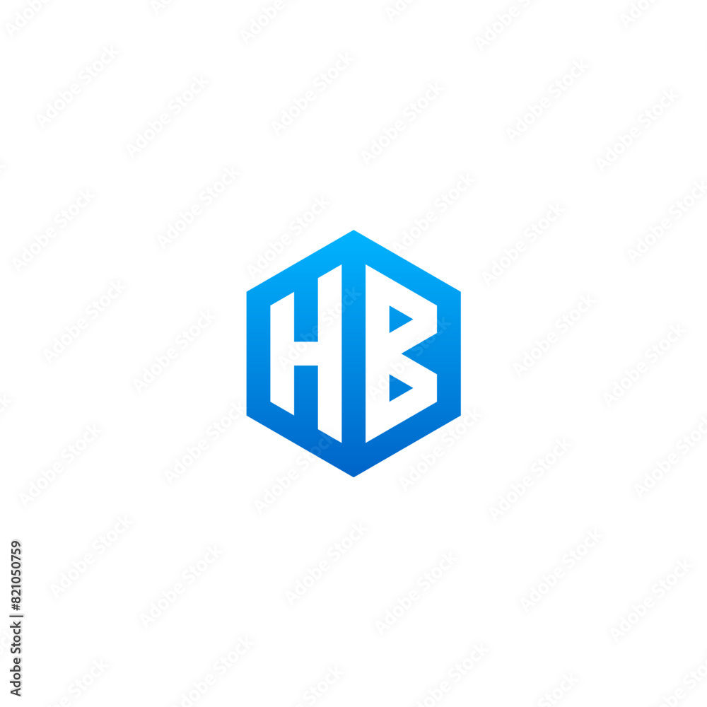 H & B monogram logo inside hexagon shape. H & B monogram logo inside hexagon shape.
