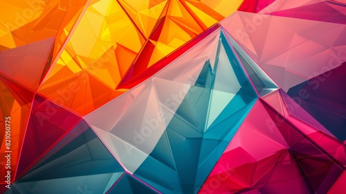 Abstract colorful geometric pattern with vibrant polygon shapes and bright gradient photo