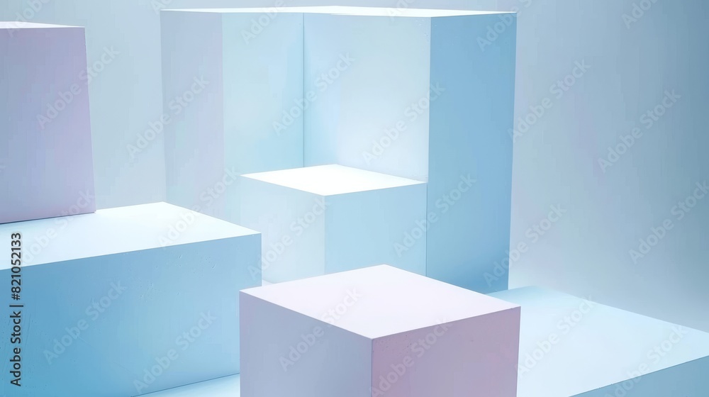 Minimalistic geometric shapes with soft pastel lighting in modern abstract design