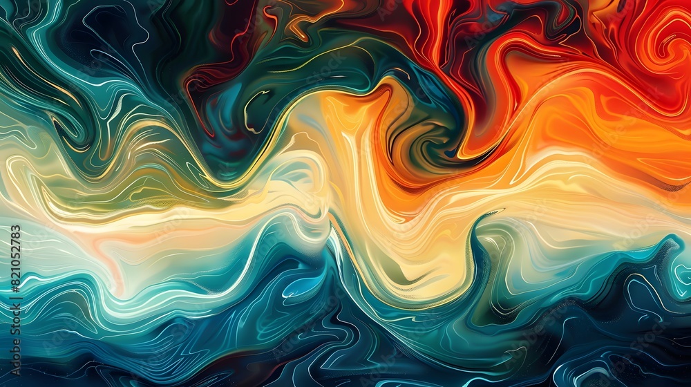 Fototapeta premium abstract multi-colored wave pattern that is shiny and flowing in a modern style 