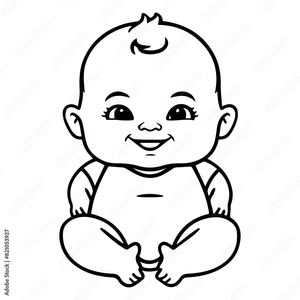 cute baby line art illustration vector flat design cute baby line art illustration vector flat design