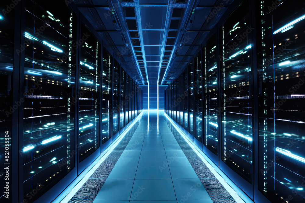Futuristic Data Center Corridor Illumination Futuristic Data Center Corridor Illumination