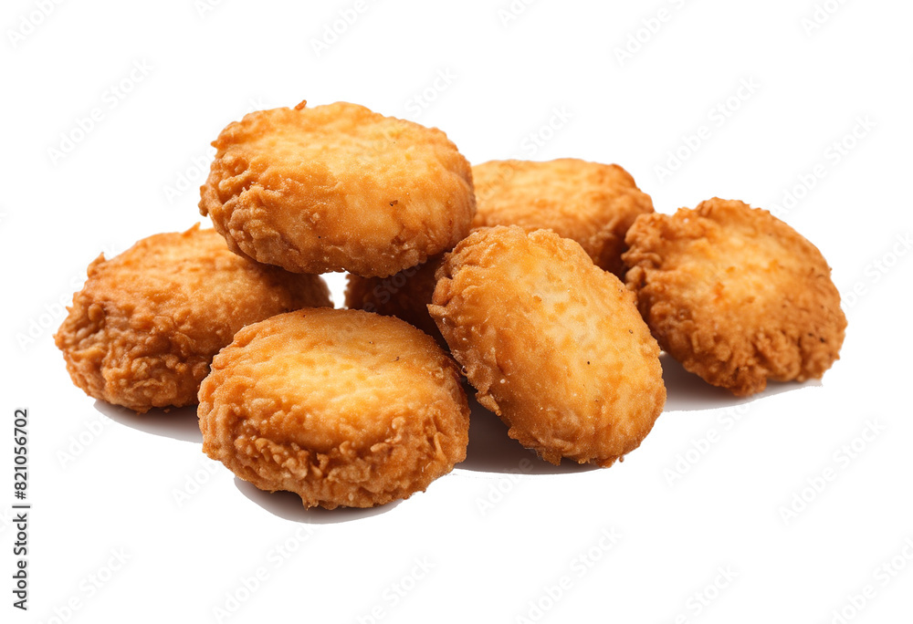 Crispy Golden Fried Chicken Nugget on White Background Crispy Golden Fried Chicken Nugget on White Background