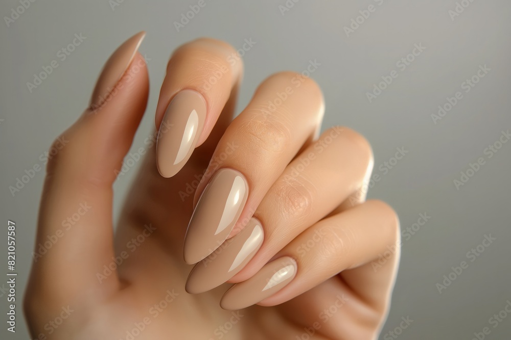 Woman's Hand with Neutral Manicured Nails