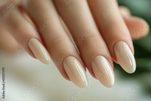 Woman s Hand with Neutral Manicured Nails