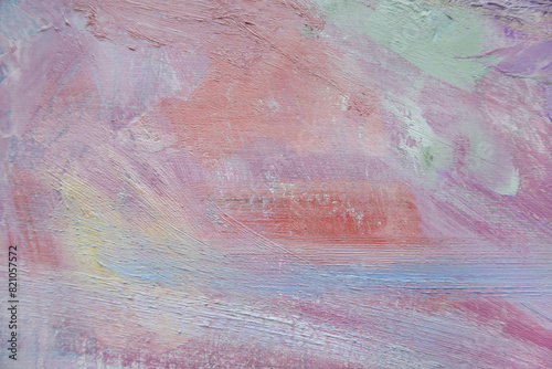 Weathered brush strokes texture background. Abstract pink painting.
