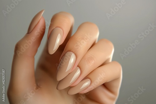 Woman s Hand with Neutral Manicured Nails