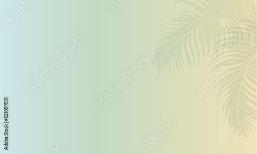 Gradient tropical summer background with soft palm leaves in the corner. Perfect for vacation themes, web design, and social media 