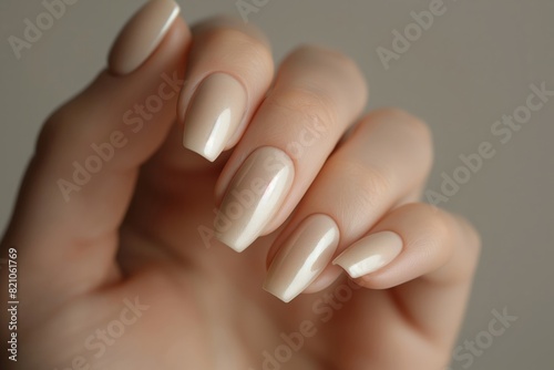 Woman's Hand with Neutral Manicured Nails