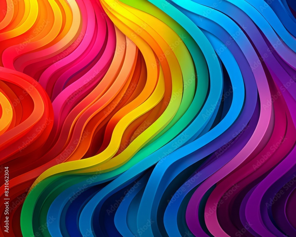 Obraz premium Festive Pride Month design, support and equality, close up, focus on colorful elements, theme of unity, dynamic, Multilayer, backdrop of layered rainbow textures