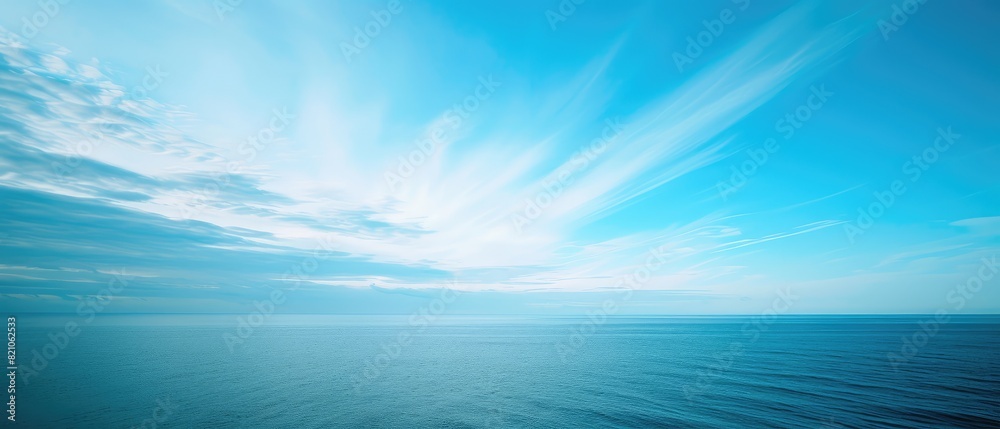 Serene Ocean Horizon at Dawn with Blue Skies