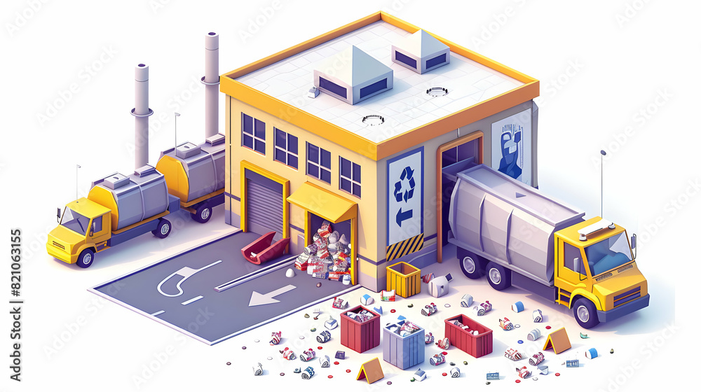 3D Flat Icon Smart Waste Management Systems with Automated Sorting and Recycling Showcasing the Future of Efficient and Sustainable Waste Handling Cartoon Style 3D Flat Icon Smart Waste Management Systems with Automated Sorting and Recycling Showcasing the Future of Efficient and Sustainable Waste Handling Cartoon Style