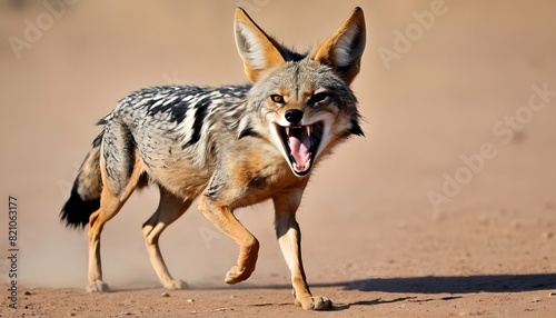 A Jackal With Its Fur Bristling In Anger