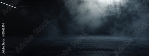 Dark Empty Stage with Atmospheric Fog