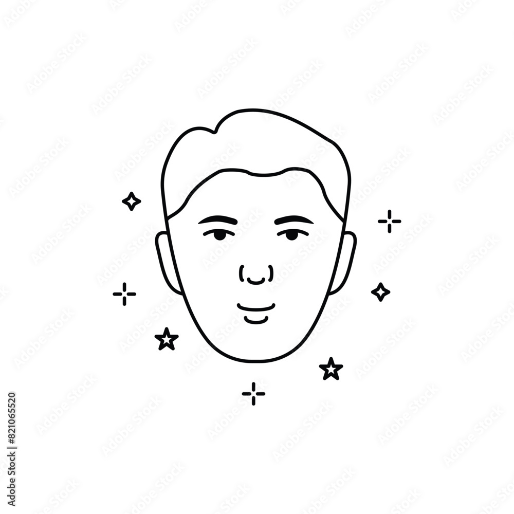 Man with Beauty Face Skin Line Icon. Healthy, Fresh Male Face with Clean Skin Linear Pictogram. Facial Skincare, Hygiene Outline Icon. Editable Stroke. Man with Beauty Face Skin Line Icon. Healthy, Fresh Male Face with Clean Skin Linear Pictogram. Facial Skincare, Hygiene Outline Icon. Editable Stroke.