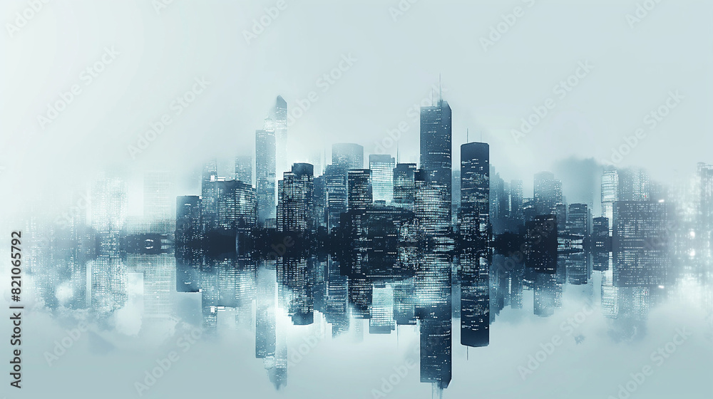 Fototapeta premium Smart cityscape high-technology white tone connected, wireless communication network, abstract image visual.