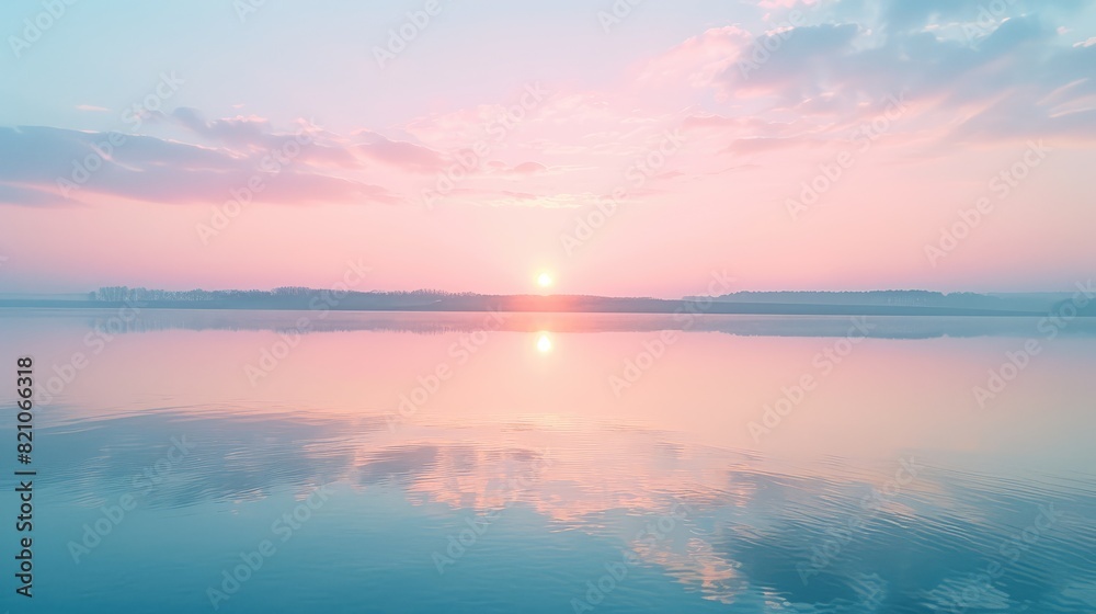 Tranquil Dawn over Calm Lake Waters Tranquil Dawn over Calm Lake Waters