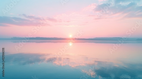 Tranquil Dawn over Calm Lake Waters
