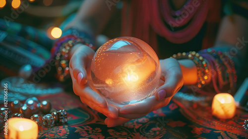 Fortune teller's hands with crystal ball
