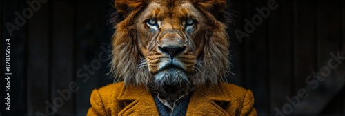 Business Lion Portrait on Black Background Generative AI