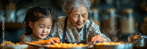 Grandmother and Granddaughters Cooking Together in the Kitchen Generative AI