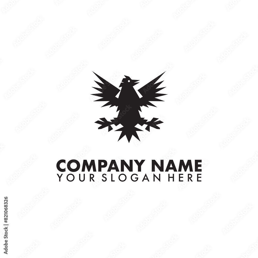 Fototapeta premium Simple black crow emblem logo