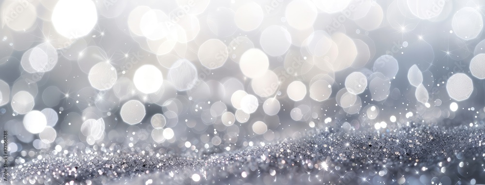 Abstract Silver Glitter with Elegant Bokeh Lights Abstract Silver Glitter with Elegant Bokeh Lights