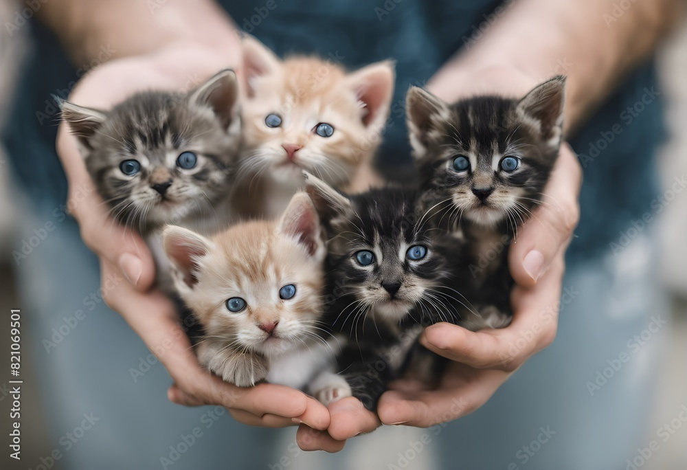 A woman holding some Kittens