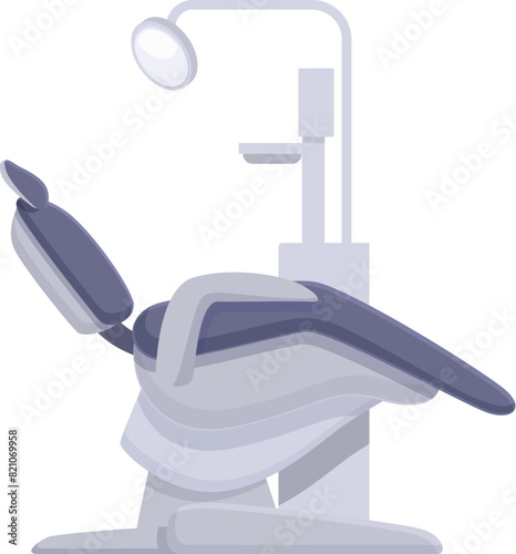 Modern dental chair illustration in a professional healthcare clinic setting with adjustable seat and lamp, perfect for dental office equipment vector illustration