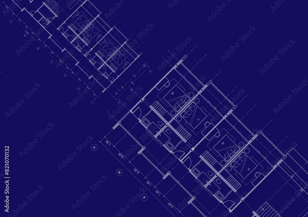 Floor plan designed building on the drawing. Floor plan designed building on the drawing.