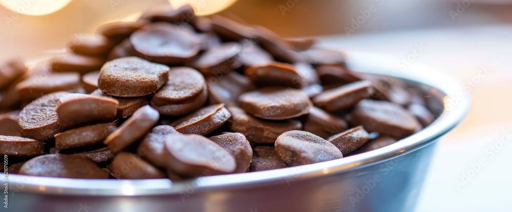 Fototapeta premium A Bowl Filled With Nutritious Dog Food, Ready For A Hungry Pet