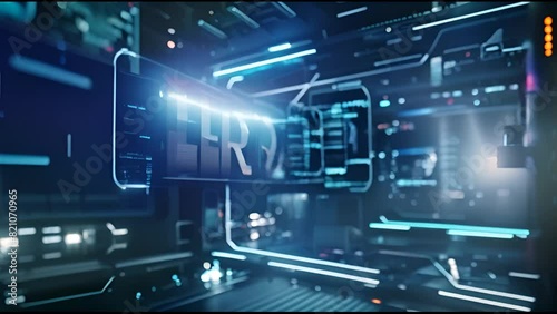 Sci-fi design of hud lower third. Lower third for a title, TV news, and information call box bars. photo