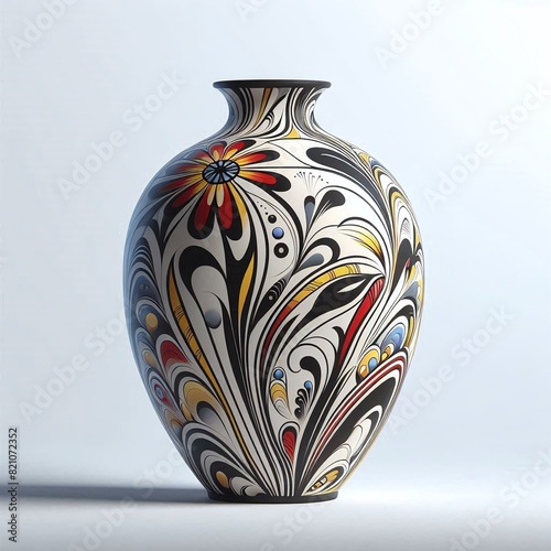 Stunning painted floral ceramic vase, perfect for elegant home decor.