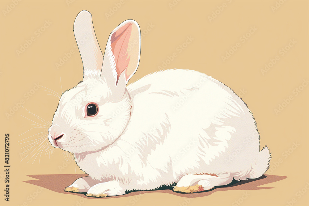 Full Body Rabbit Vector Illustration: Drawing of Cute Bunny with Brown Background Full Body Rabbit Vector Illustration: Drawing of Cute Bunny with Brown Background
