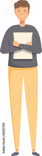 Fulllength cartoon illustration of a confident young adult with crossed arms