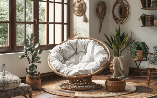 Bohemian Papasan Chair with Round Frame photo