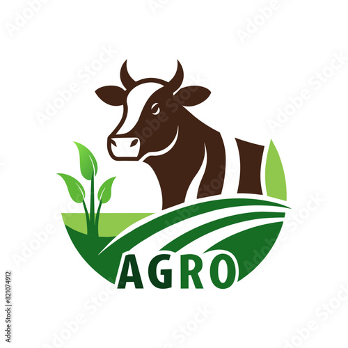 Agro logo icon with a caw vector illustration