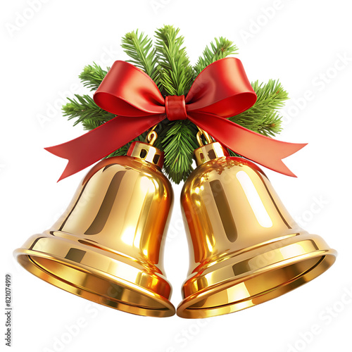 christmas bell decoration on transparent background
