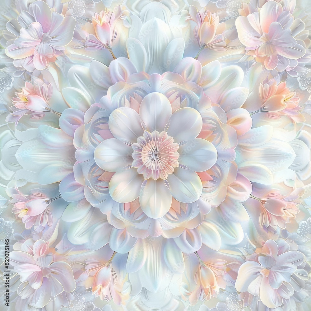 Obraz premium Elegant pastel floral mandala with soft petals