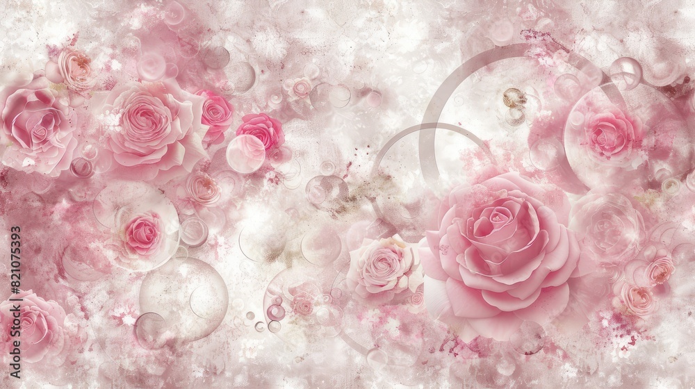 Fototapeta premium Dreamy Pink Rose Floral Abstract Design