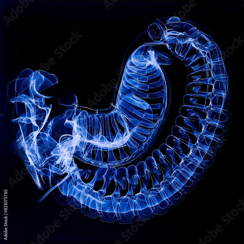 Humen stomach  on a dark blue background, Healthcare and medicine concept.