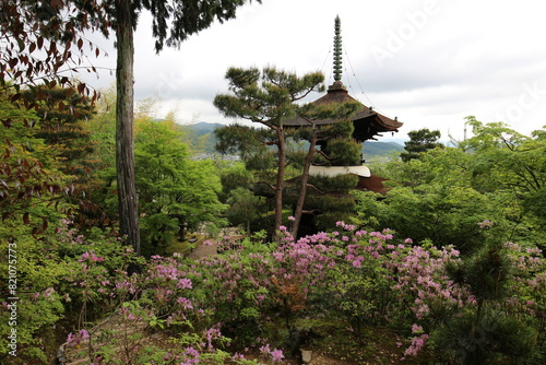 Tahoto Pagoda in Jojakko-ji Temple, Kyoto, Japan photo