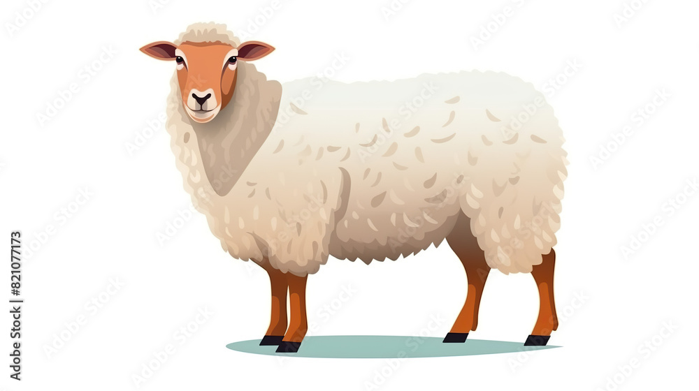 Fototapeta premium On an entirely white background, an isolated sheep