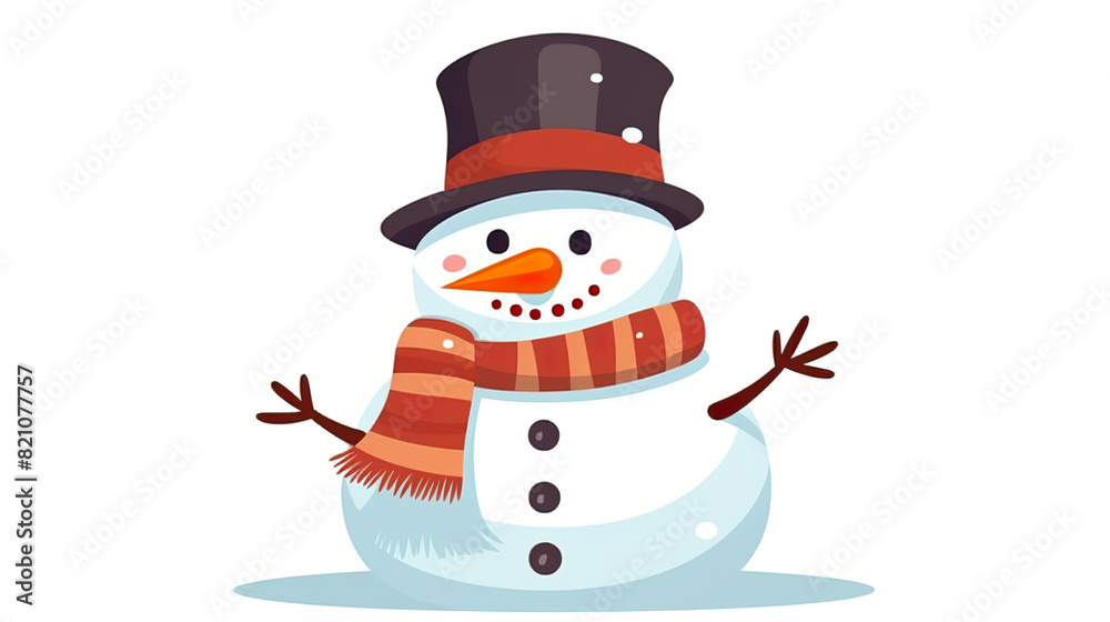 A solitary snowman on an entirely white background