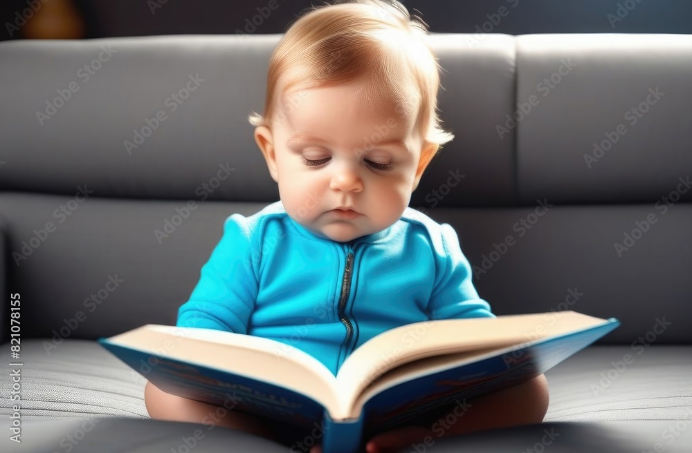 portrait of a little cute American child reading a book, portrait of a little cute American child reading a book,