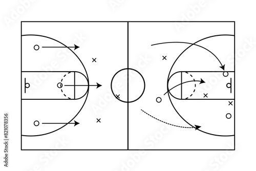 Black and white basketball tactical board