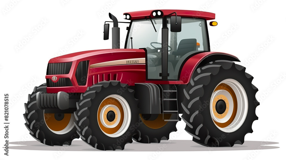 An solitary tractor against a stark white background An solitary tractor against a stark white background